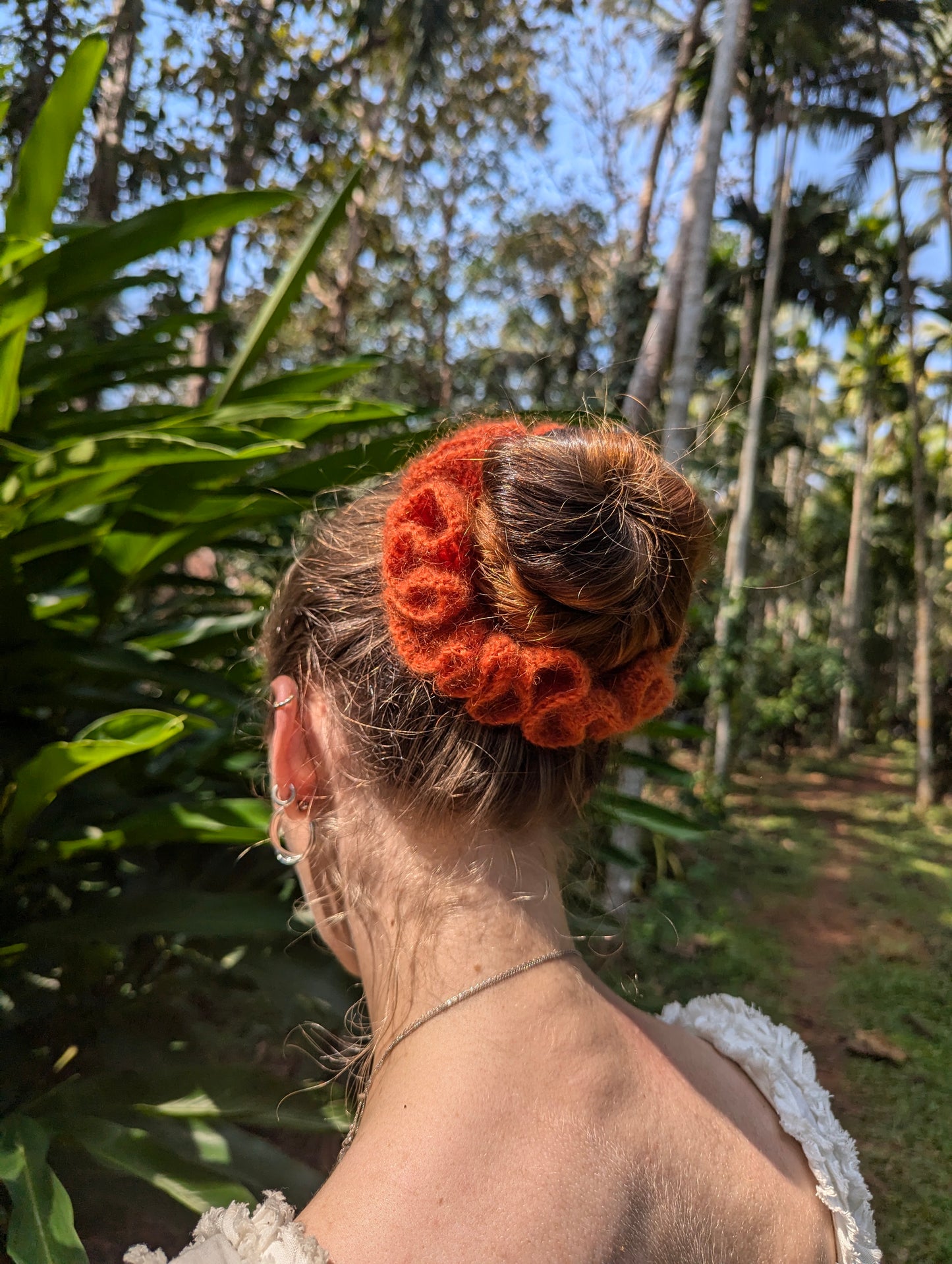 Mohair scrunchie - orange